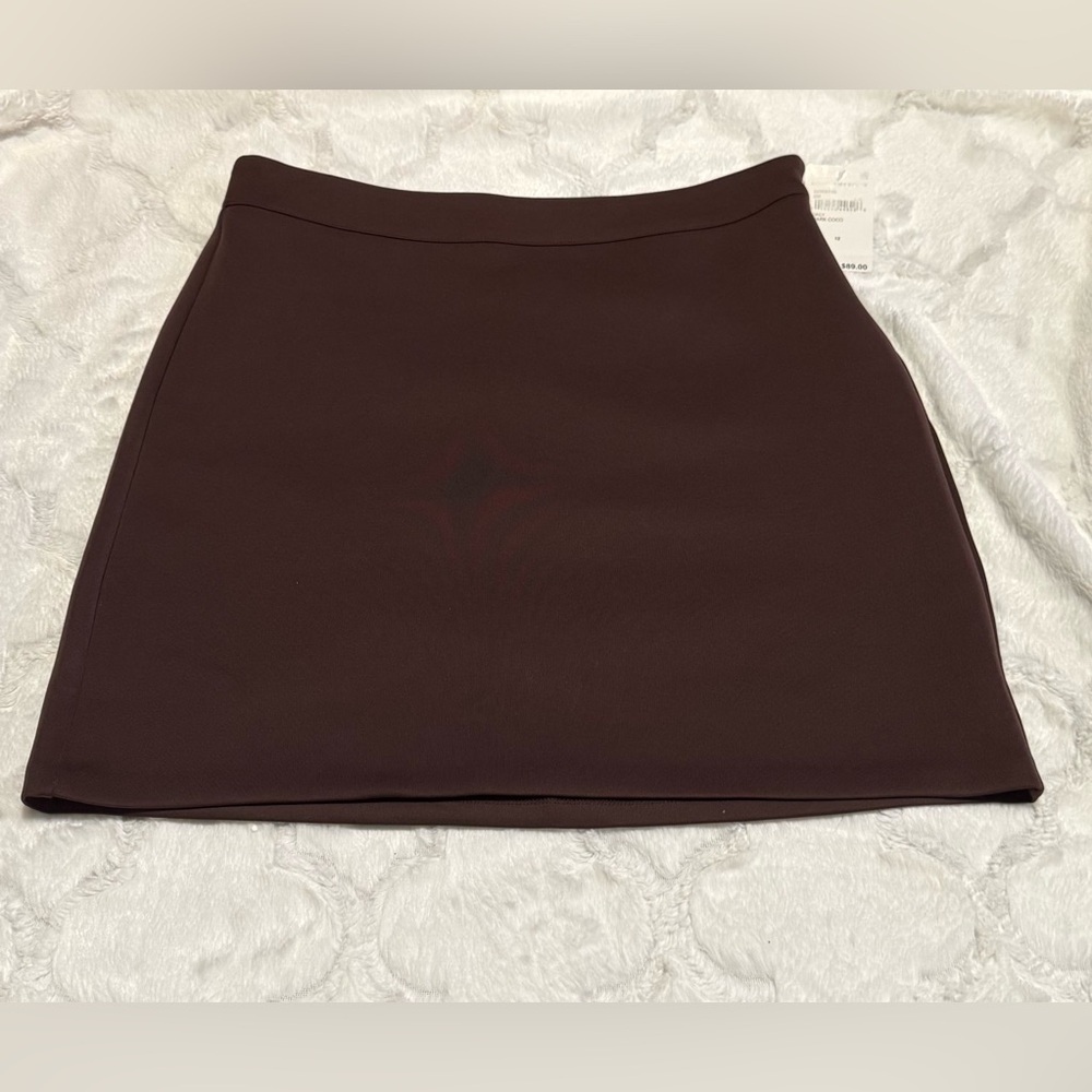 “Good American” brown (coco) scuba mini skirt; size 12/31; NWT